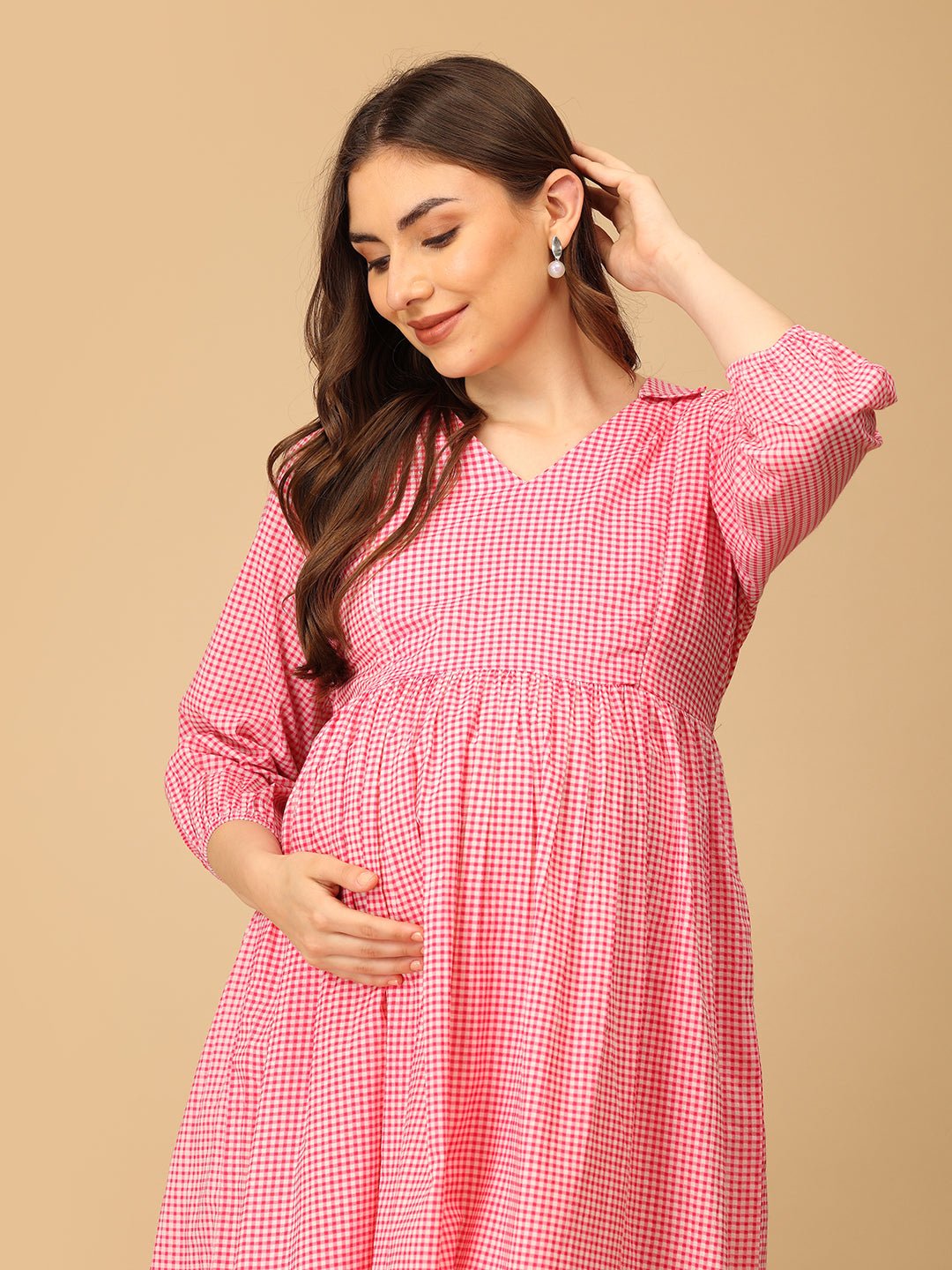 Tic Tac Pink Maternity and Nursing Dress - DRS - SK - TCTAC - S