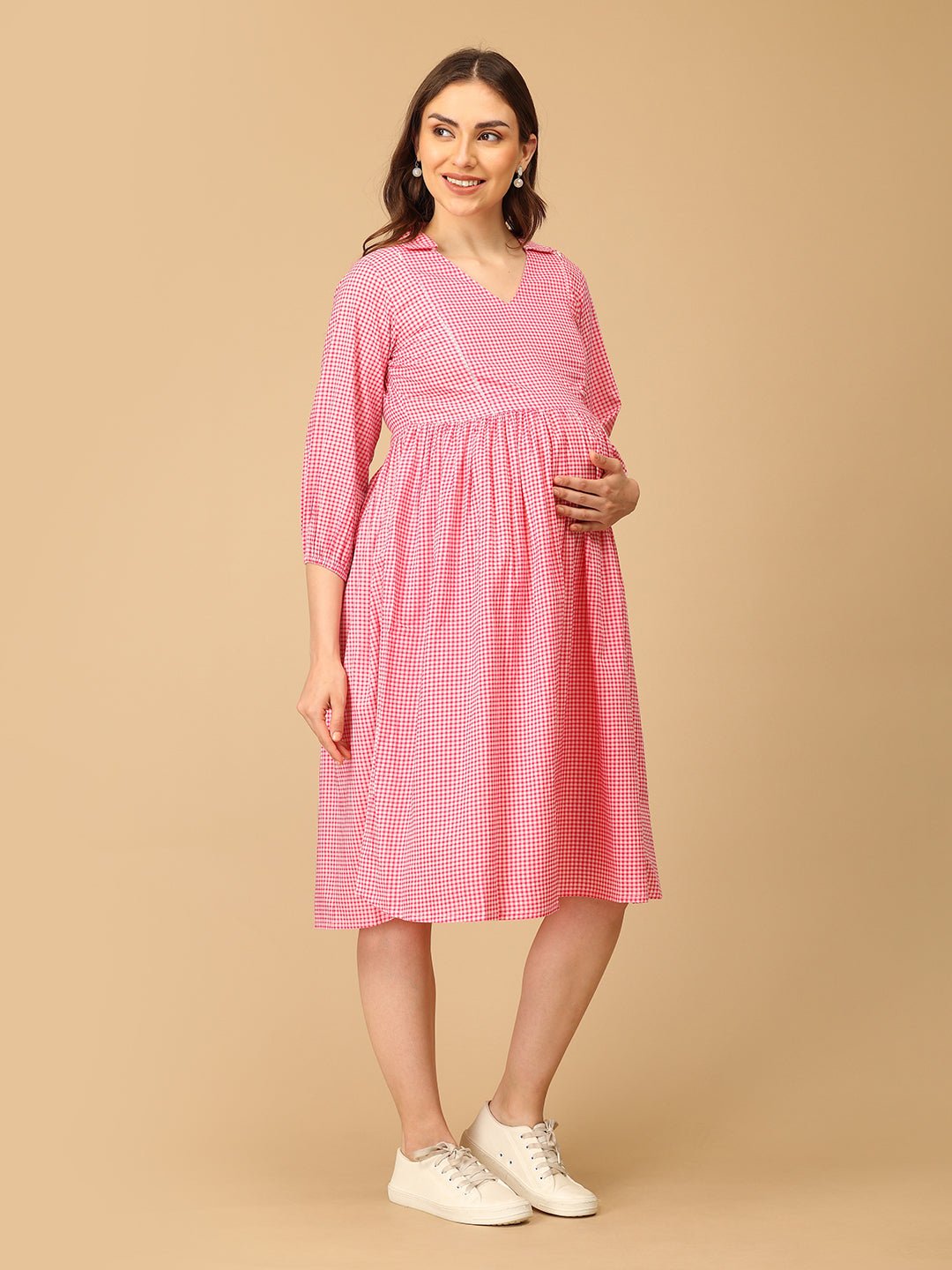 Tic Tac Pink Maternity and Nursing Dress - DRS - SK - TCTAC - S