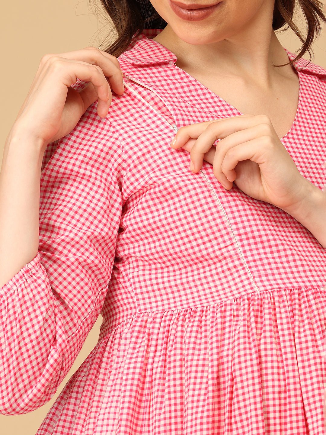 Tic Tac Pink Maternity and Nursing Dress - DRS - SK - TCTAC - S