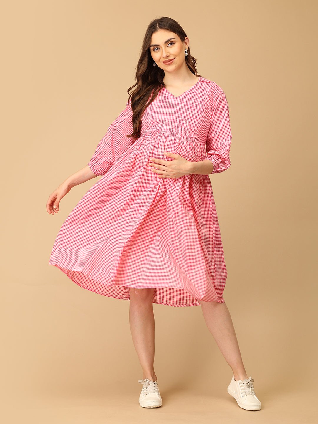 Tic Tac Pink Maternity and Nursing Dress - DRS - SK - TCTAC - S