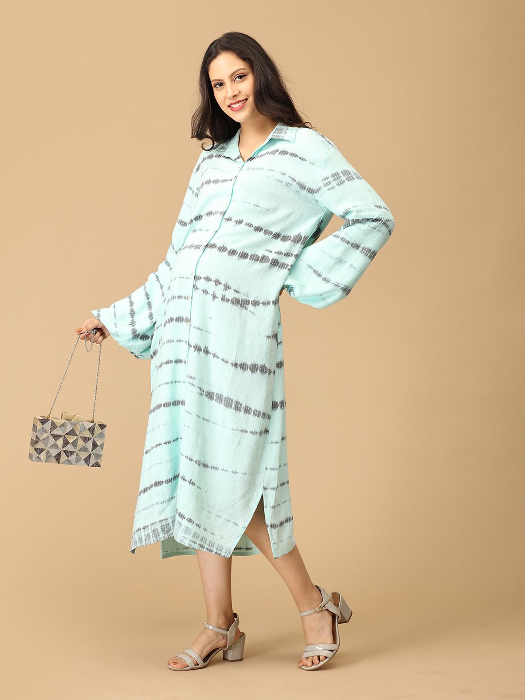 Tide & Dye Maternity and Nursing Oversized Shirt Dress - DRS - SK - TIDYE - S