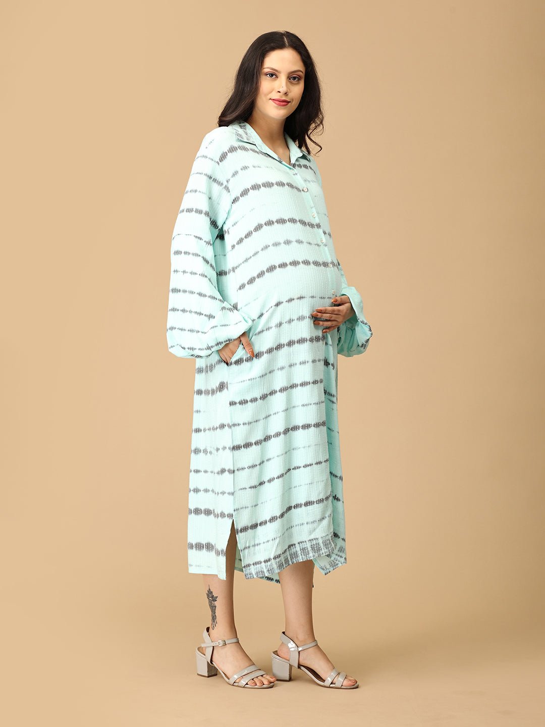 Tide & Dye Maternity and Nursing Oversized Shirt Dress - DRS - SK - TIDYE - S