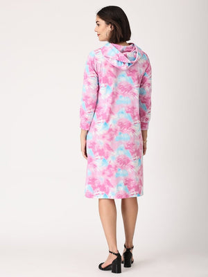 Tie & Dye Maternity Hoodie Dress with Nursing - DRS-TEDYE-S