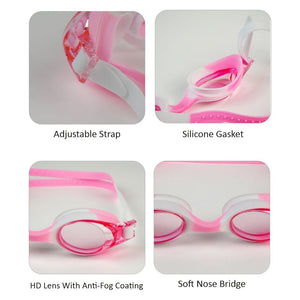Tie Dye White with Pink Anti Fog UV Protection Leakproof Design Swim Goggles for Kids, 1yr - 4yrs - 1 - 4 years Swim