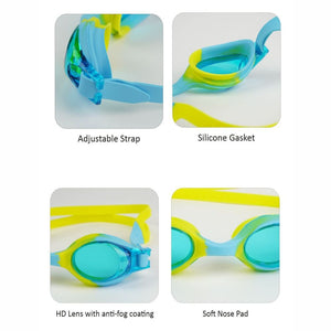 Tie Dye Yellow Blend with Blue Anti Fog UV Protection Leakproof Design Swim Goggles for Kids, 1yr - 4yrs - 1-4 years Swim