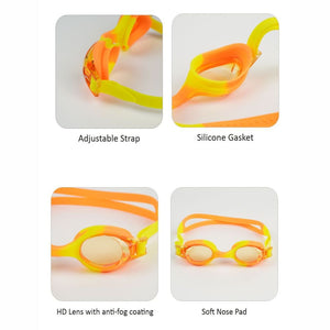Tie Dye Yellow Blend with Orange Anti Fog UV Protection Leakproof Design Swim Goggles for Kids, 1yr - 4yrs - 1 - 4 years Swim