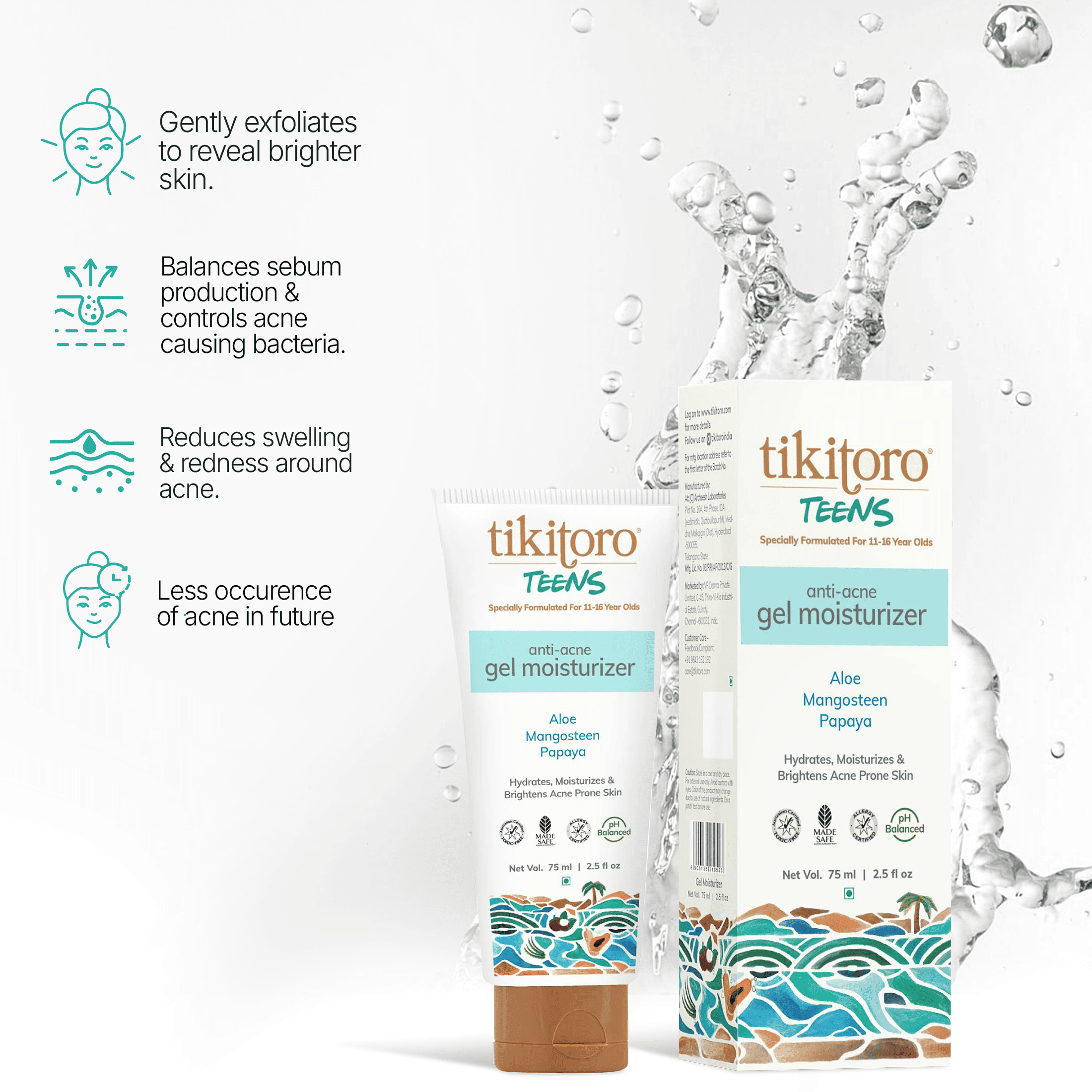 Tikitoro Teens Anti - Acne Gel Moisturizer - TTTAGM04000