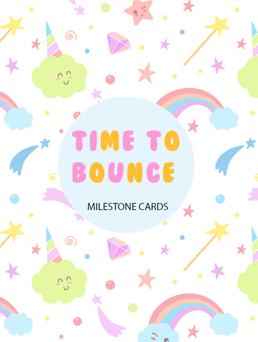 Time to Bounce Theme Milestone cards - (Pack of 25) - Rectangular Baby Milestone Cards