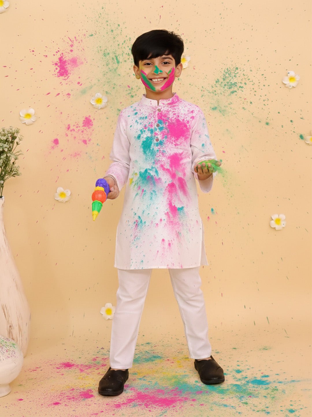 Timeless White Boys Kurta Pajama Set - 0 - 6 Months Boys Ethnic Set