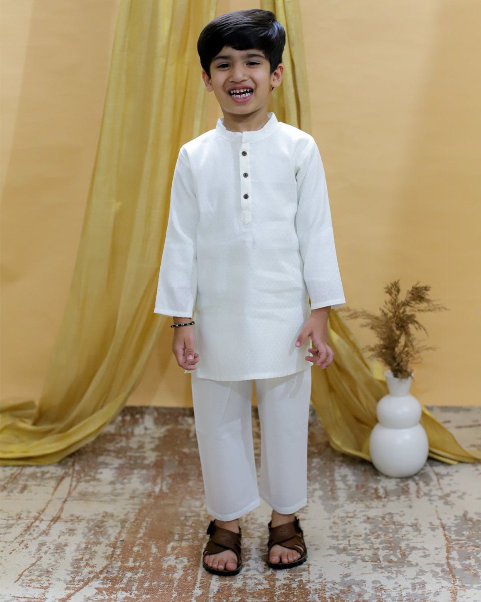 Timeless White Boys Kurta Pajama Set - KES-BK-TWBK-6-12