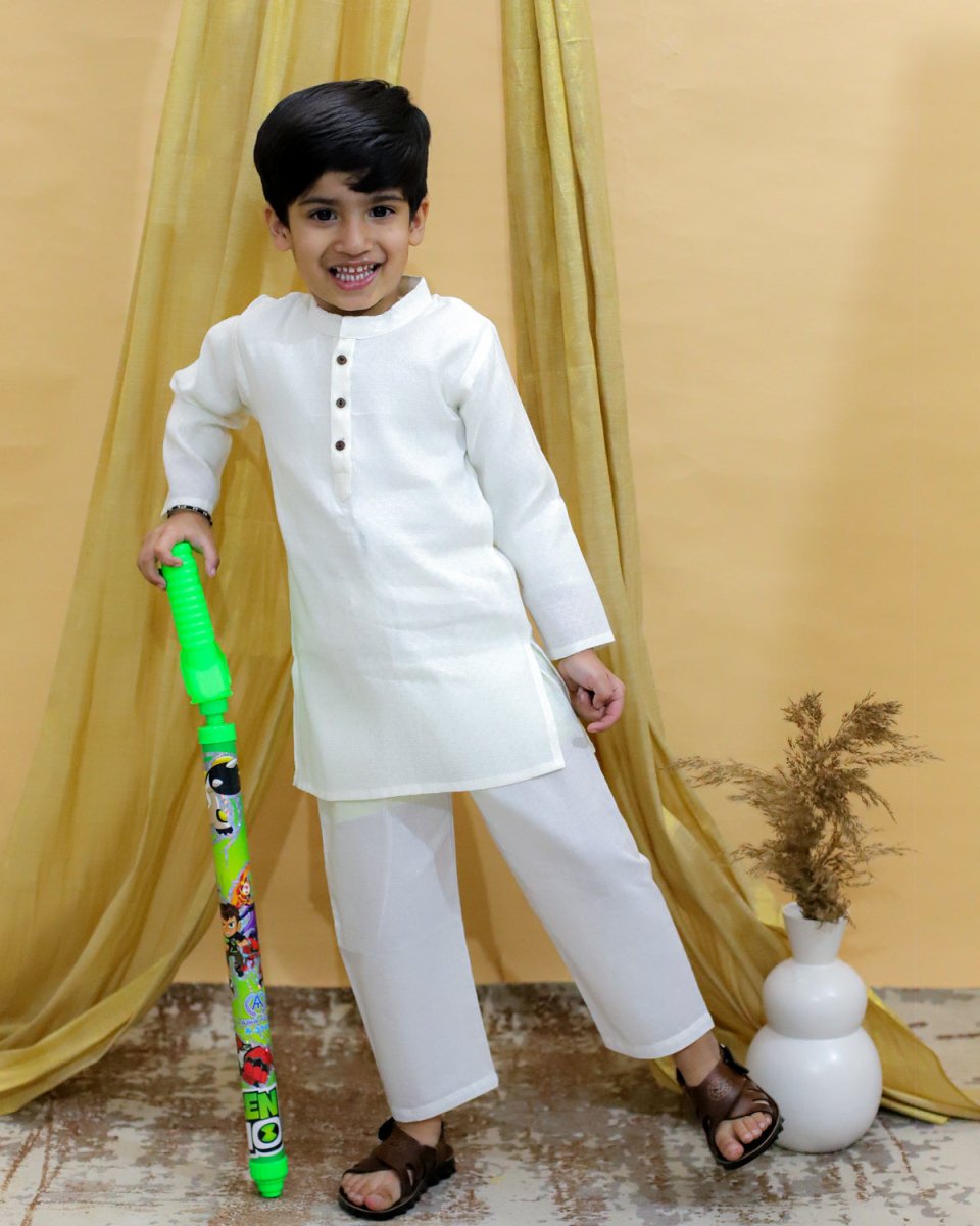 Timeless White Boys Kurta Pajama Set - KES-BK-TWBK-6-12