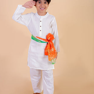Timeless White Boys Kurta Pajama Set - 0 - 6 Months Boys Ethnic Set