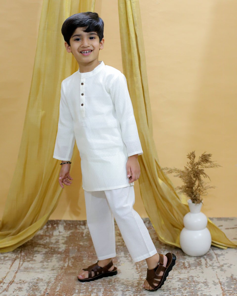 Timeless White Boys Kurta Pajama Set - KES-BK-TWBK-6-12