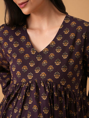 Tiny Bloom Maternity Short Kurti - S Maternity and Nursing Tops