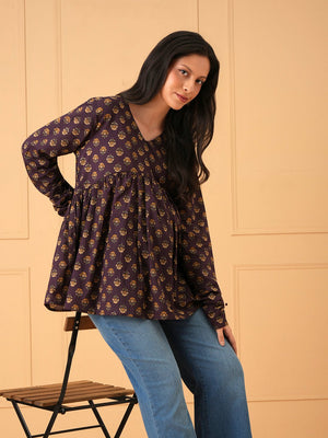Tiny Bloom Maternity Short Kurti - S Maternity and Nursing Tops