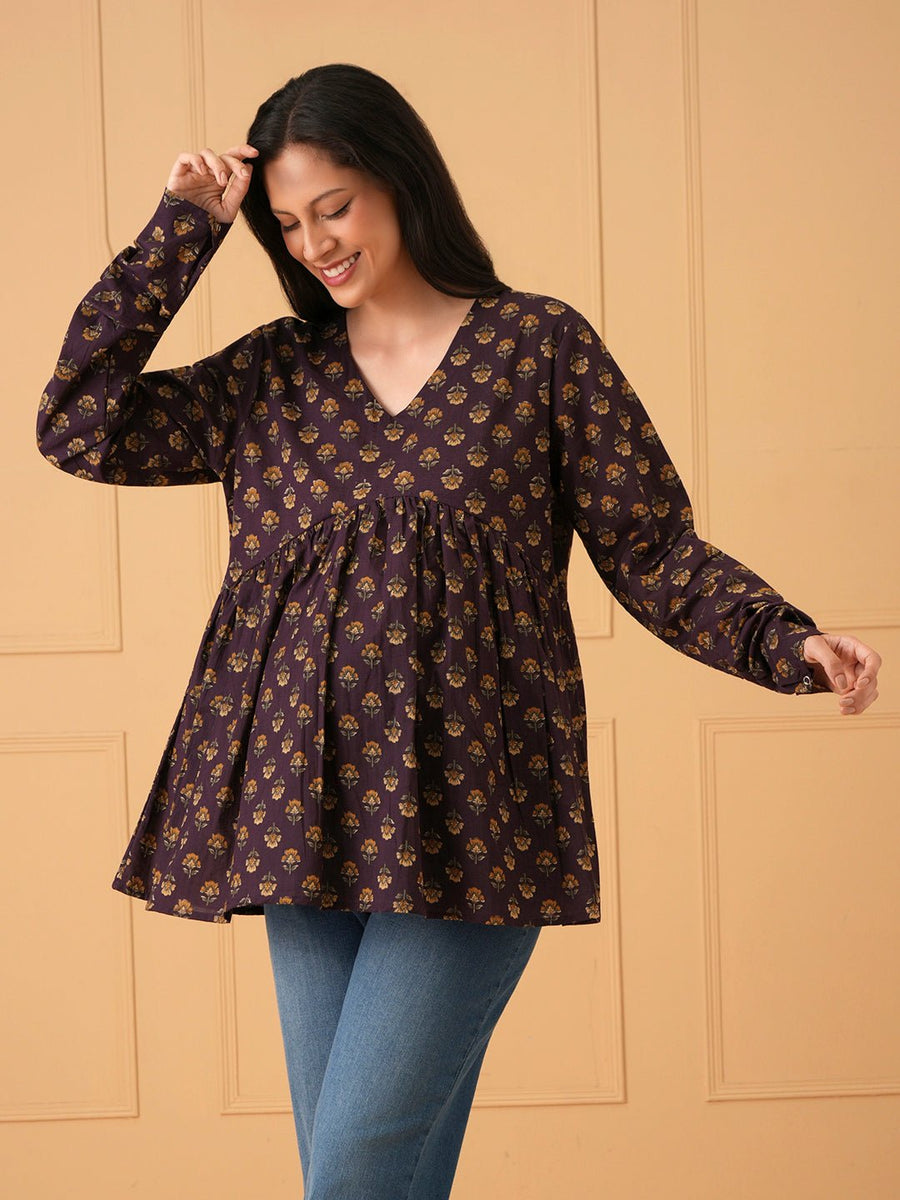 Tiny Bloom Maternity Short Kurti