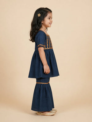 Tiny Twinkle Girls Embroidered Kurta Sharara Set - 1-2 Years Girls Ethnic Set
