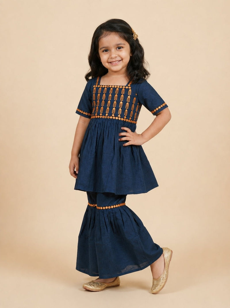 Tiny Twinkle Girls Embroidered Kurta Sharara Set