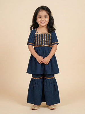 Tiny Twinkle Girls Embroidered Kurta Sharara Set - 1-2 Years Girls Ethnic Set