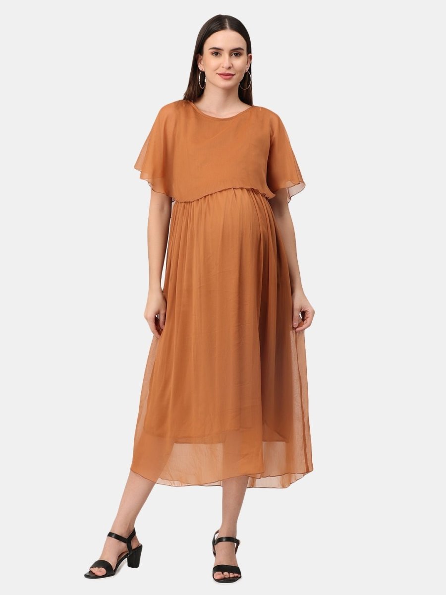 Toffee Coffee Maternity and Nursing Dress - DRS-TOFCF-S
