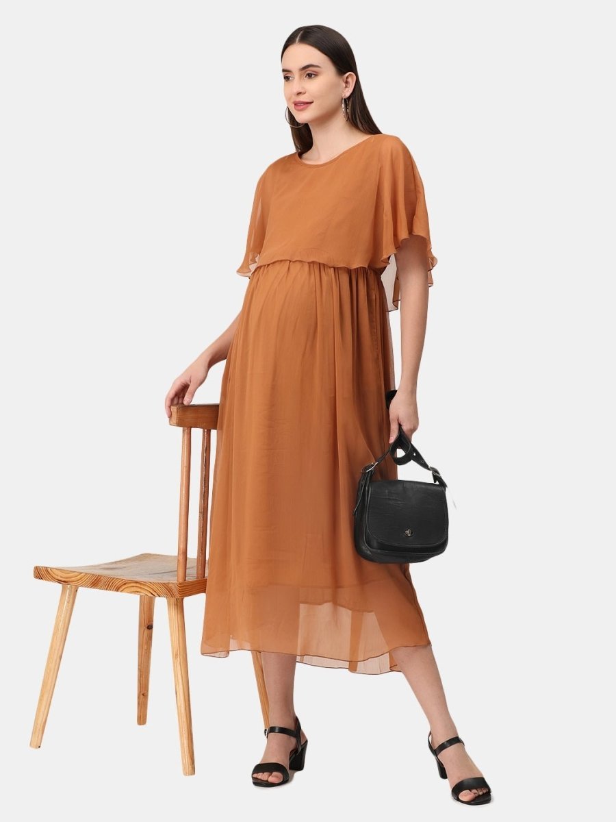 Toffee Coffee Maternity and Nursing Dress - DRS-TOFCF-S