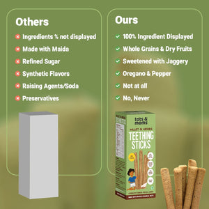 Tots and Moms Millet and Herbs Teething Sticks made with Jaggery for Babies, 12Months+, 150g - TS03