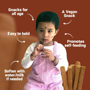 Tots and Moms Ragi, Banana, Sesame Teething Sticks made with Jaggery for Babies - TS02