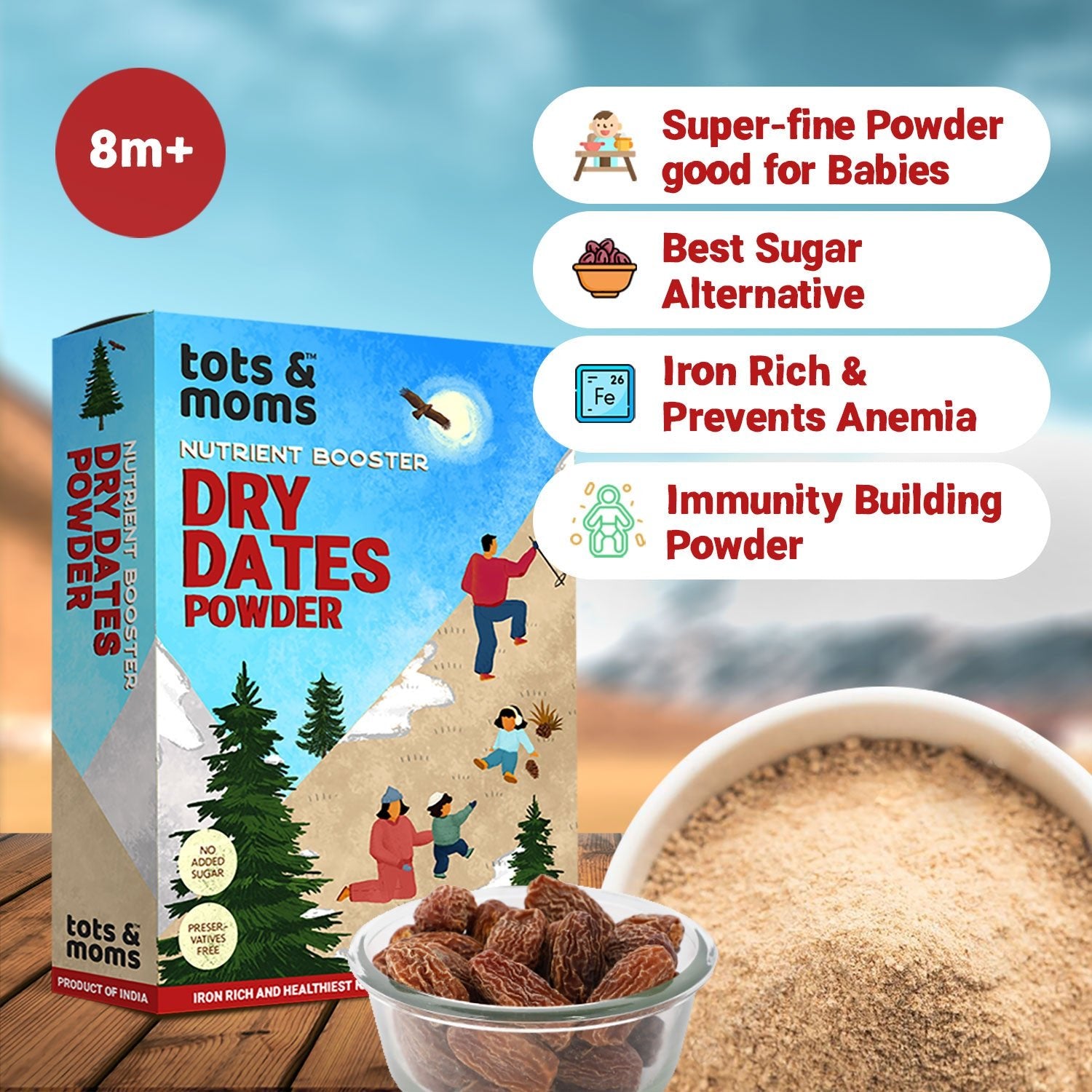 Tots & Moms 100% Iron Rich Dry Dates/Kharik/Karjura Powder for babies - OT04