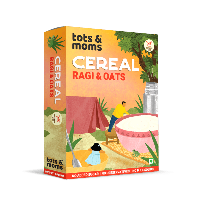 Tots & Moms Calcium & Fiber Rich - Ragi & Oats Instant Baby Cereal Mix - 8+ Months - IN01