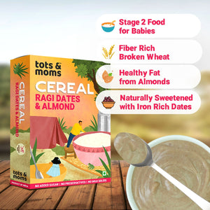 Tots & Moms Calcium Rich Instant Ragi Dates & Almonds Cereal 200g - IN12