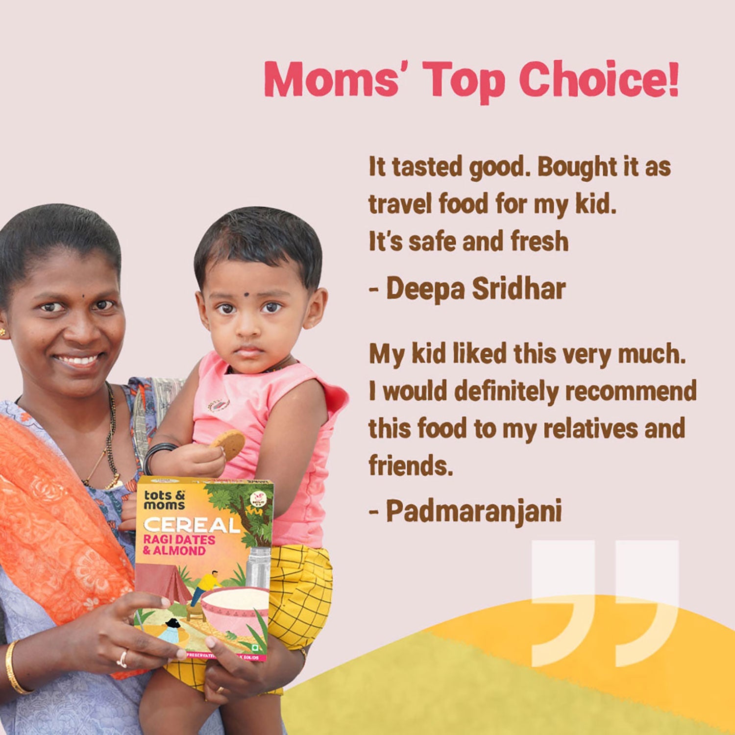 Tots & Moms Calcium Rich Instant Ragi Dates & Almonds Cereal 200g - IN12