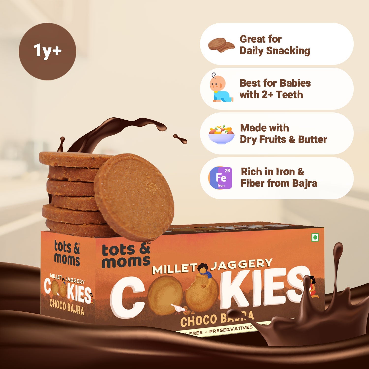 Tots & Moms Choco Bajra | Nuts & Seeds | Sweet & Savory | Pack of 3 - 150g each - HS678