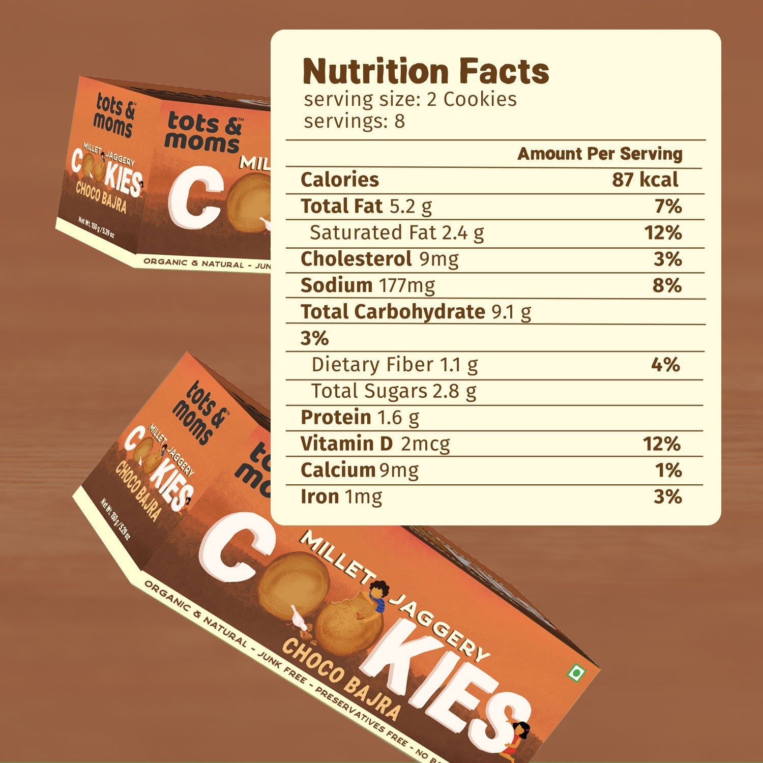 Tots & Moms Choco Bajra | Nuts & Seeds | Sweet & Savory | Pack of 3 - 150g each - HS678