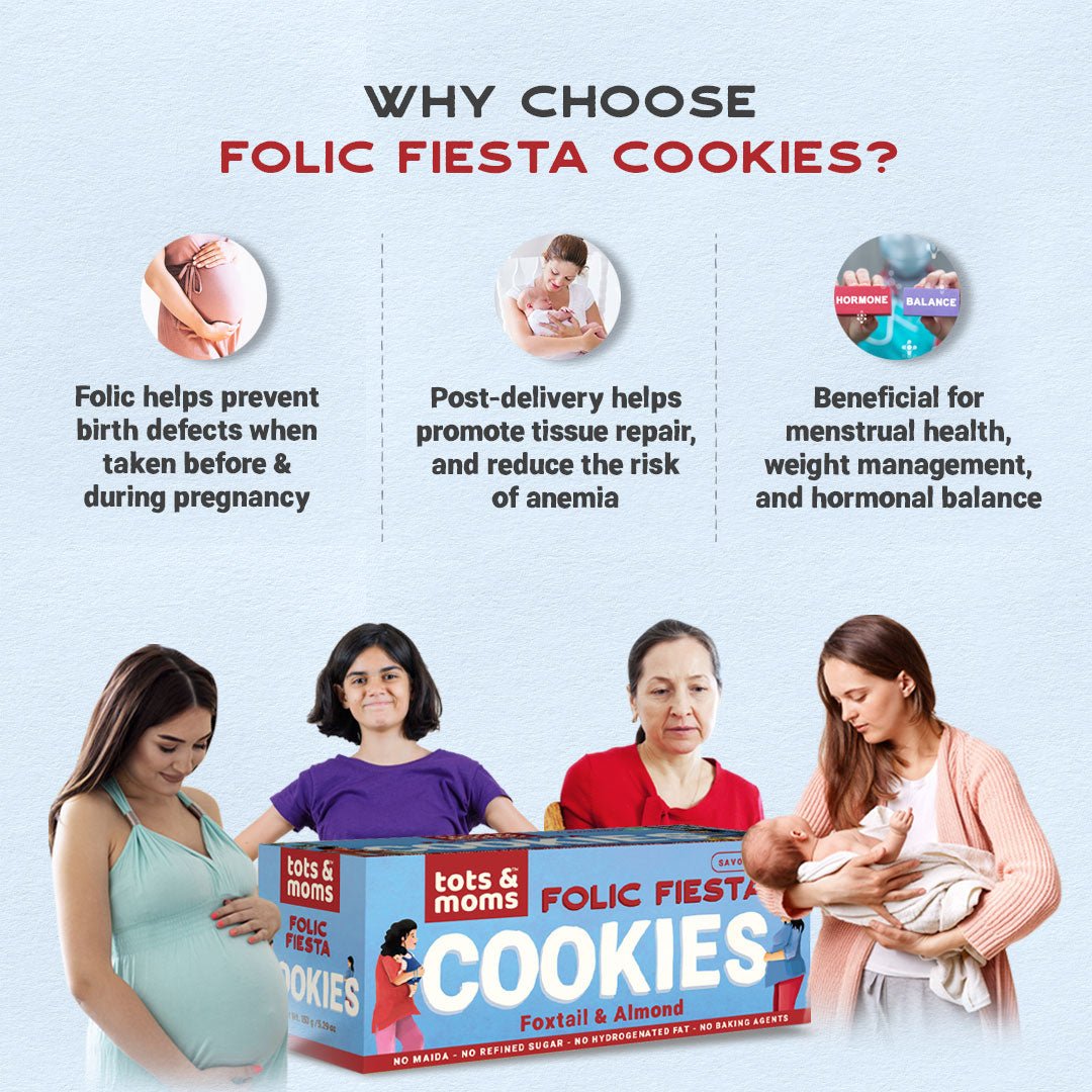 Tots & Moms Cookies | Folic Fiesta | Calcium Magic | Pack of 2 - 150g each - Food & Snack