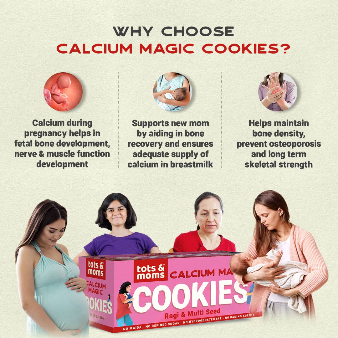 Tots & Moms Cookies | Mighty Iron | Calcium Magic | Pack of 2 - 150g each - Food & Snack
