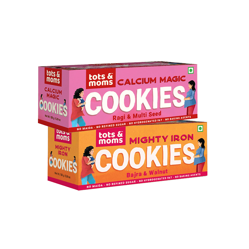 Tots & Moms Cookies | Mighty Iron | Calcium Magic | Pack of 2 - 150g each - WP35