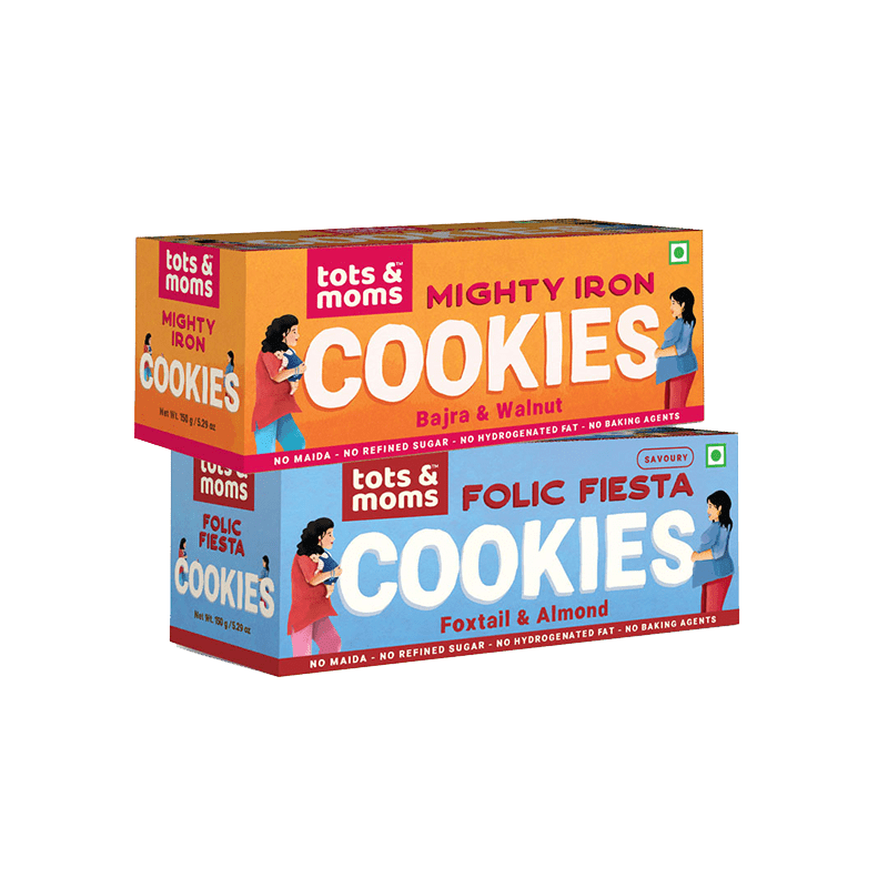 Tots & Moms Cookies | Mighty Iron | Folic Fiesta | Pack of 2 - 150g each - WP34
