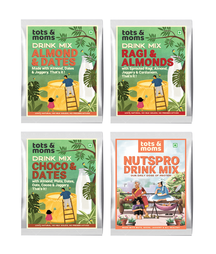 Tots & Moms Drink Mixes Trial Combo | 4 Packs | 50g each - TP3