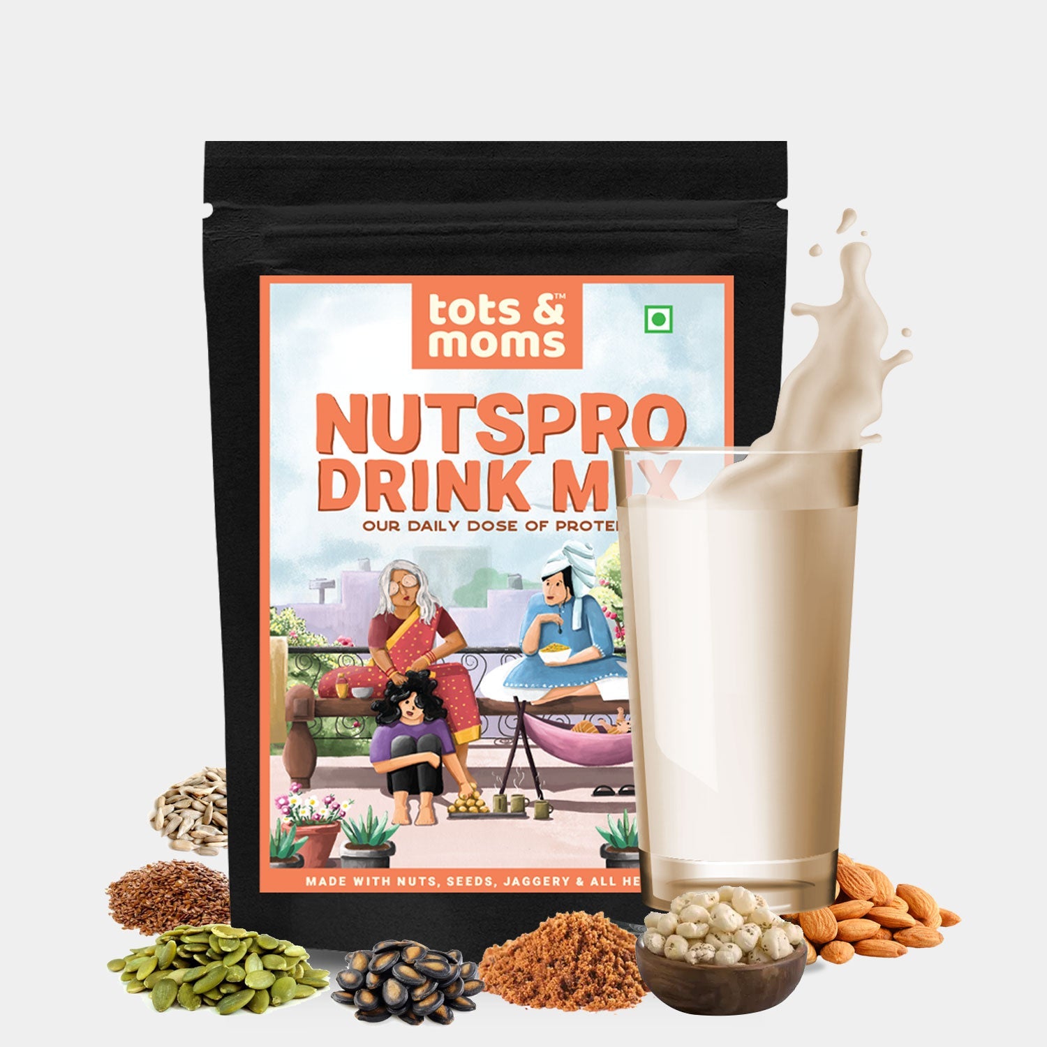 Tots & Moms High Protein Drink Mix - Nutspro with Jaggery 200g - DM08