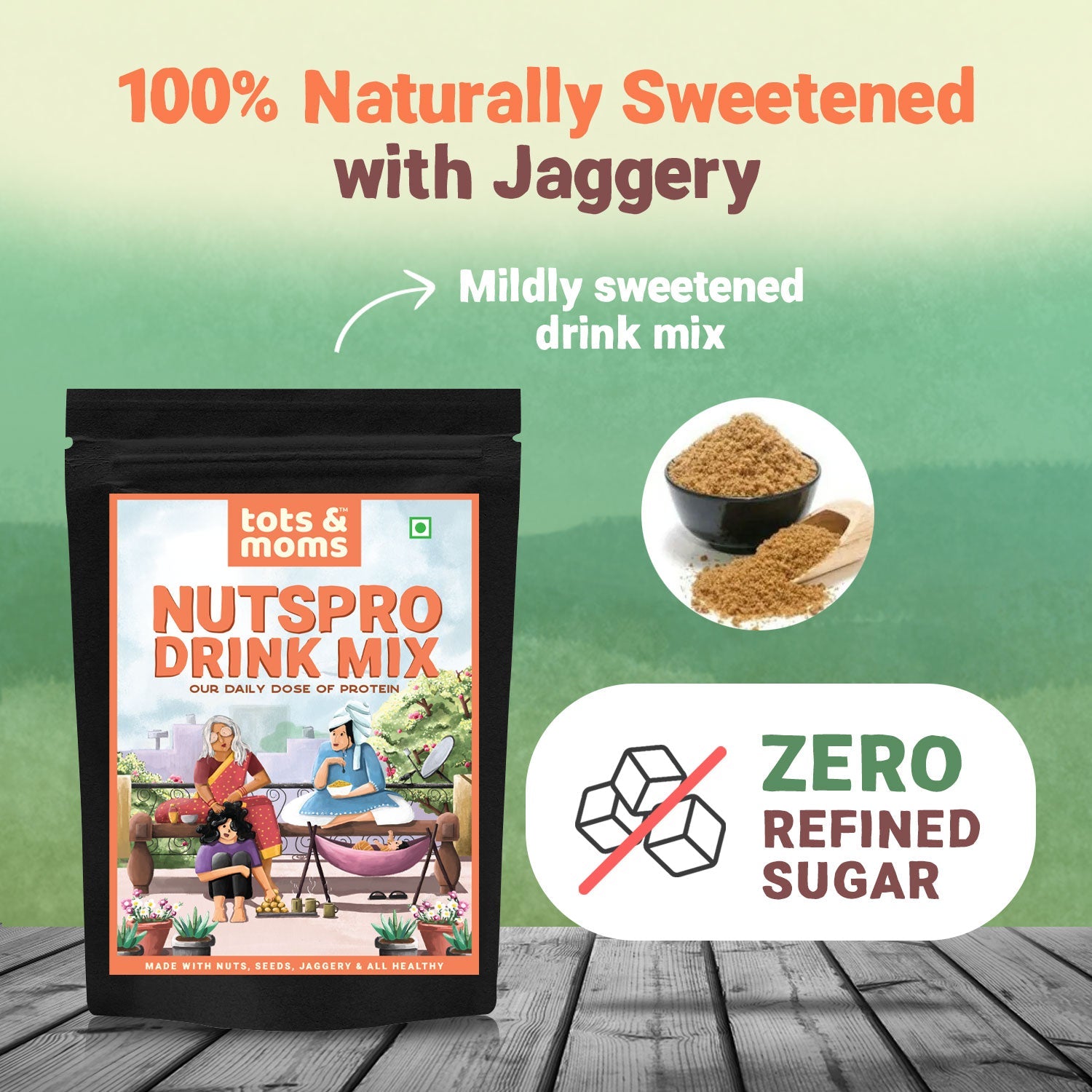 Tots & Moms High Protein Drink Mix - Nutspro with Jaggery 200g - DM08