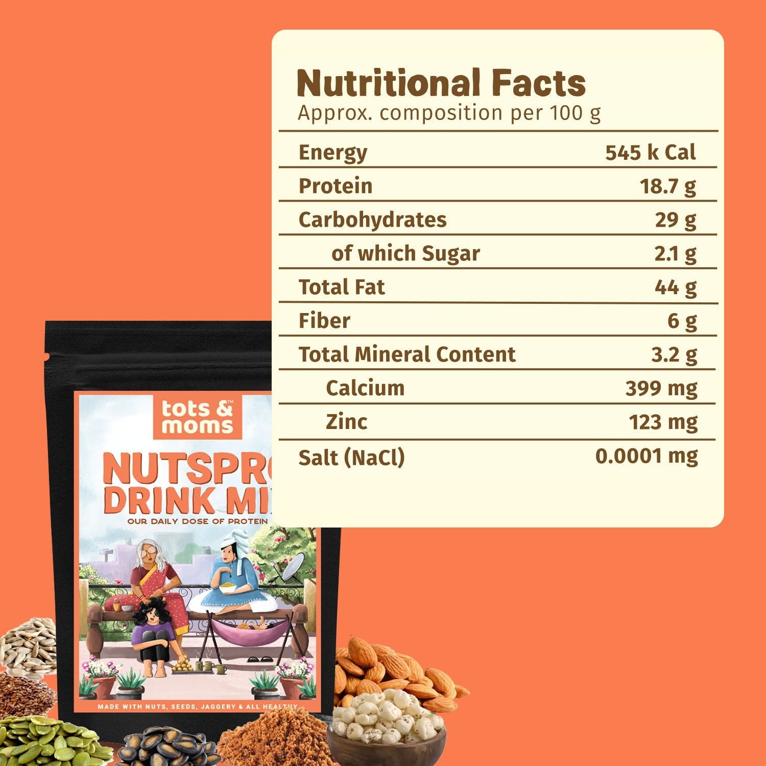 Tots & Moms High Protein Drink Mix - Nutspro with Jaggery 200g - DM08
