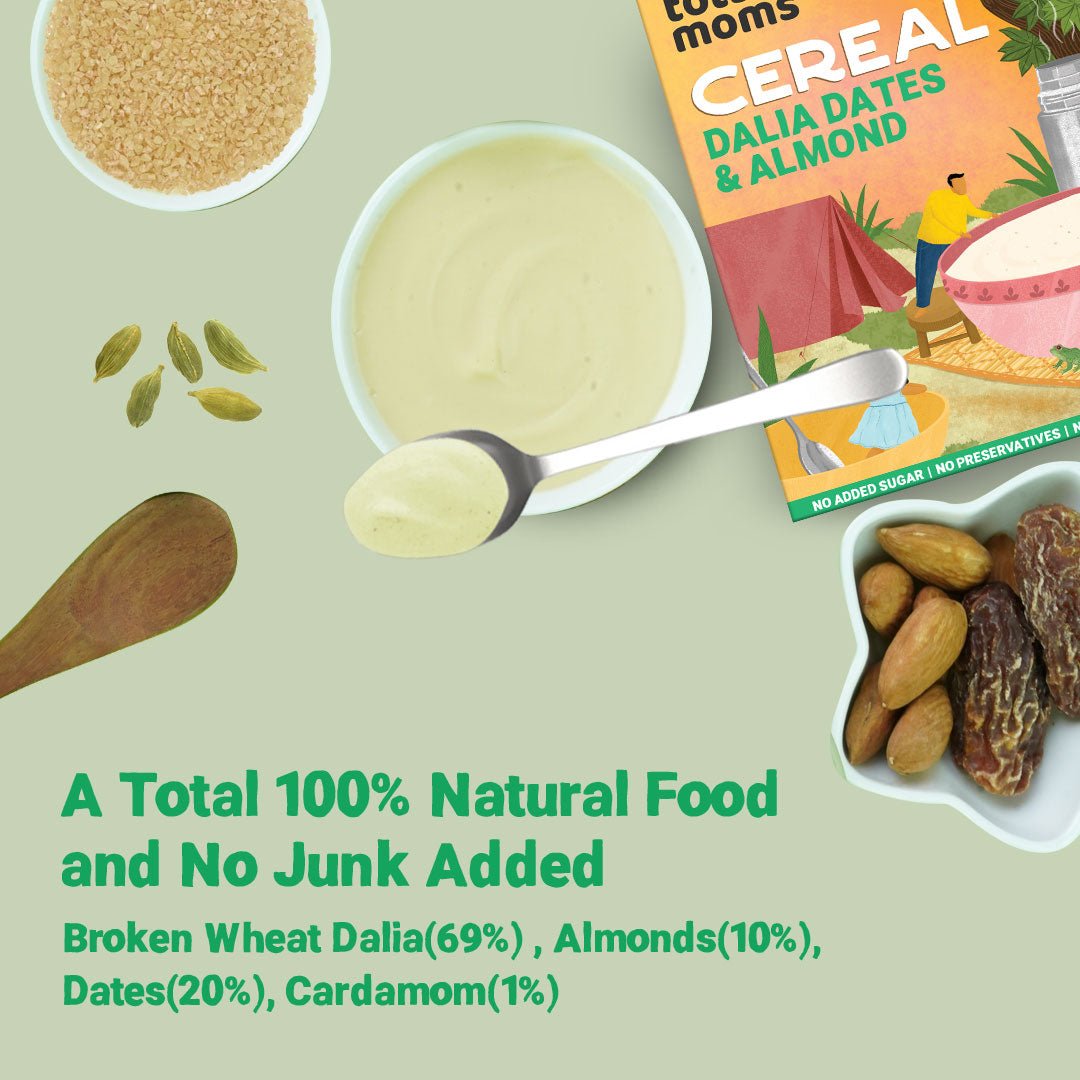 Tots & Moms Iron & Protein Rich Instant Dalia Dates & Almonds Baby Cereal - IN11