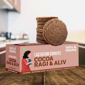 Tots & Moms Lactation Cookies – Cocoa Ragi & Aliv. Boosts Lactation, Immunity & Postpartum Recovery, Rich in antioxidants - Pack of 2