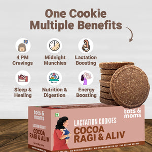 Tots & Moms Lactation Cookies – Cocoa Ragi & Aliv. Boosts Lactation, Immunity & Postpartum Recovery, Rich in antioxidants - Pack of 2
