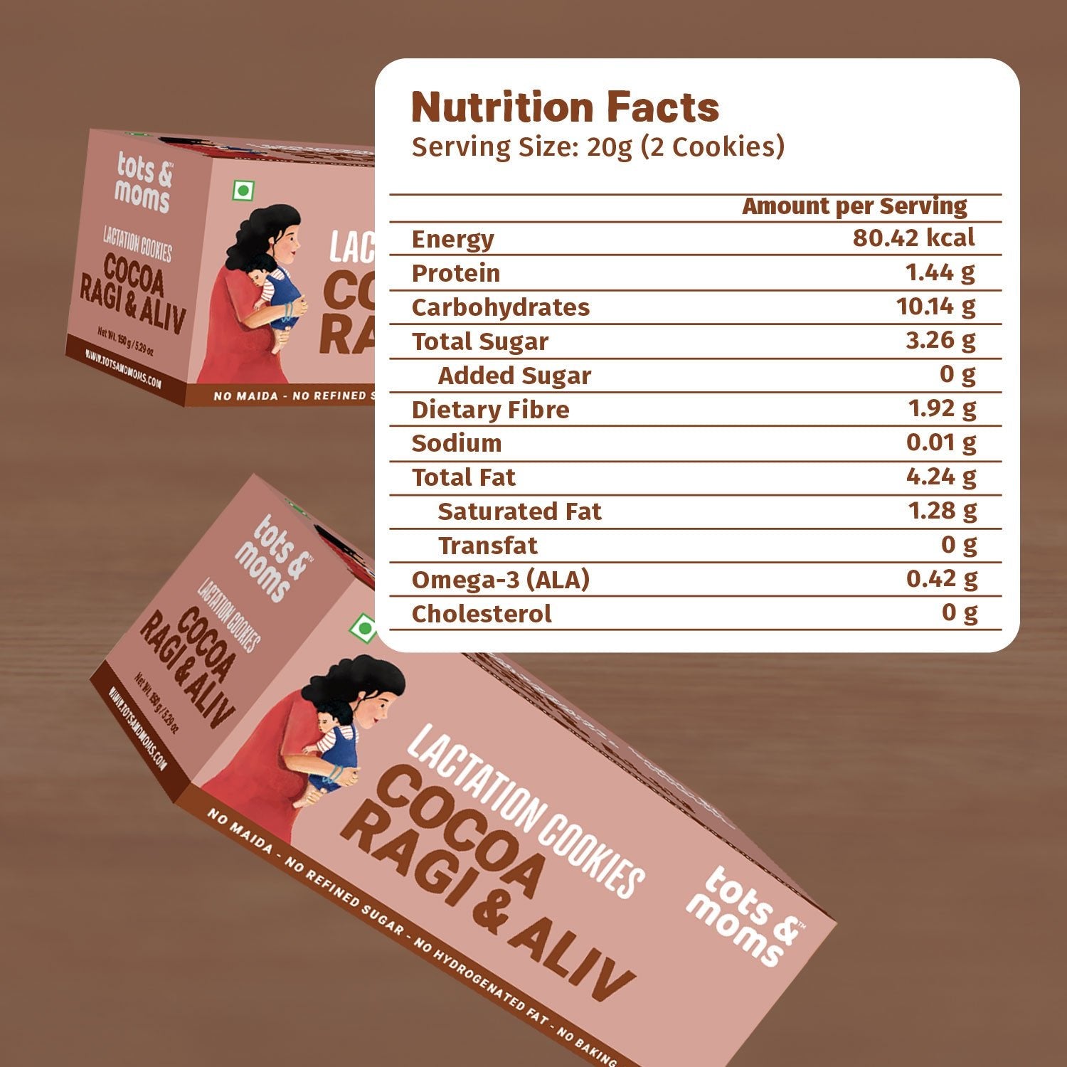 Tots & Moms Lactation Cookies – Cocoa Ragi & Aliv | Boosts Lactation, Immunity & Postpartum Recovery | Rich in antioxidants | No Refined Sugar or Preservatives | Pack of 2 - 150g each - WP08 - Pack of 2