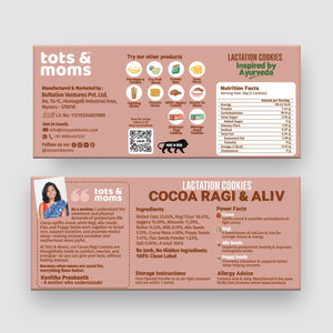 Tots & Moms Lactation Cookies – Cocoa Ragi & Aliv. Boosts Lactation, Immunity & Postpartum Recovery, Rich in antioxidants - Pack of 2