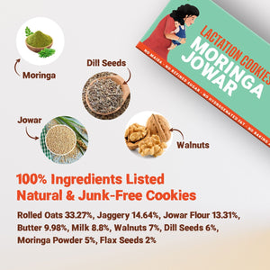 Tots & Moms Lactation Cookies – Moringa & Jowar. Boosts Lactation, Immunity & Postpartum Recovery and High-Fiber, Nutrient-Rich - Pack of 2
