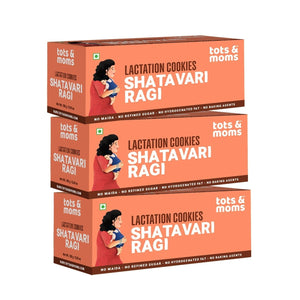 Tots & Moms Lactation Cookies - Shatavari Ragi - Rich in Calcium, Iron & Omega Fats, Boosts Milk Production & Postpartum Recovery - Pack of 3