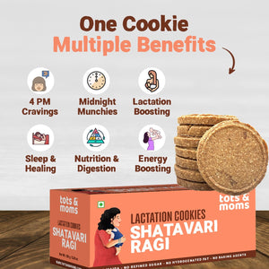 Tots & Moms Lactation Cookies - Shatavari Ragi. Rich in Calcium, Iron & Omega Fats and Boosts Milk Production & Postpartum Recovery - Pack of 2