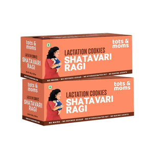 Tots & Moms Lactation Cookies - Shatavari Ragi. Rich in Calcium, Iron & Omega Fats and Boosts Milk Production & Postpartum Recovery - Pack of 2